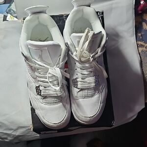 Jordan Air 4 Retro White and Silver Sneakers